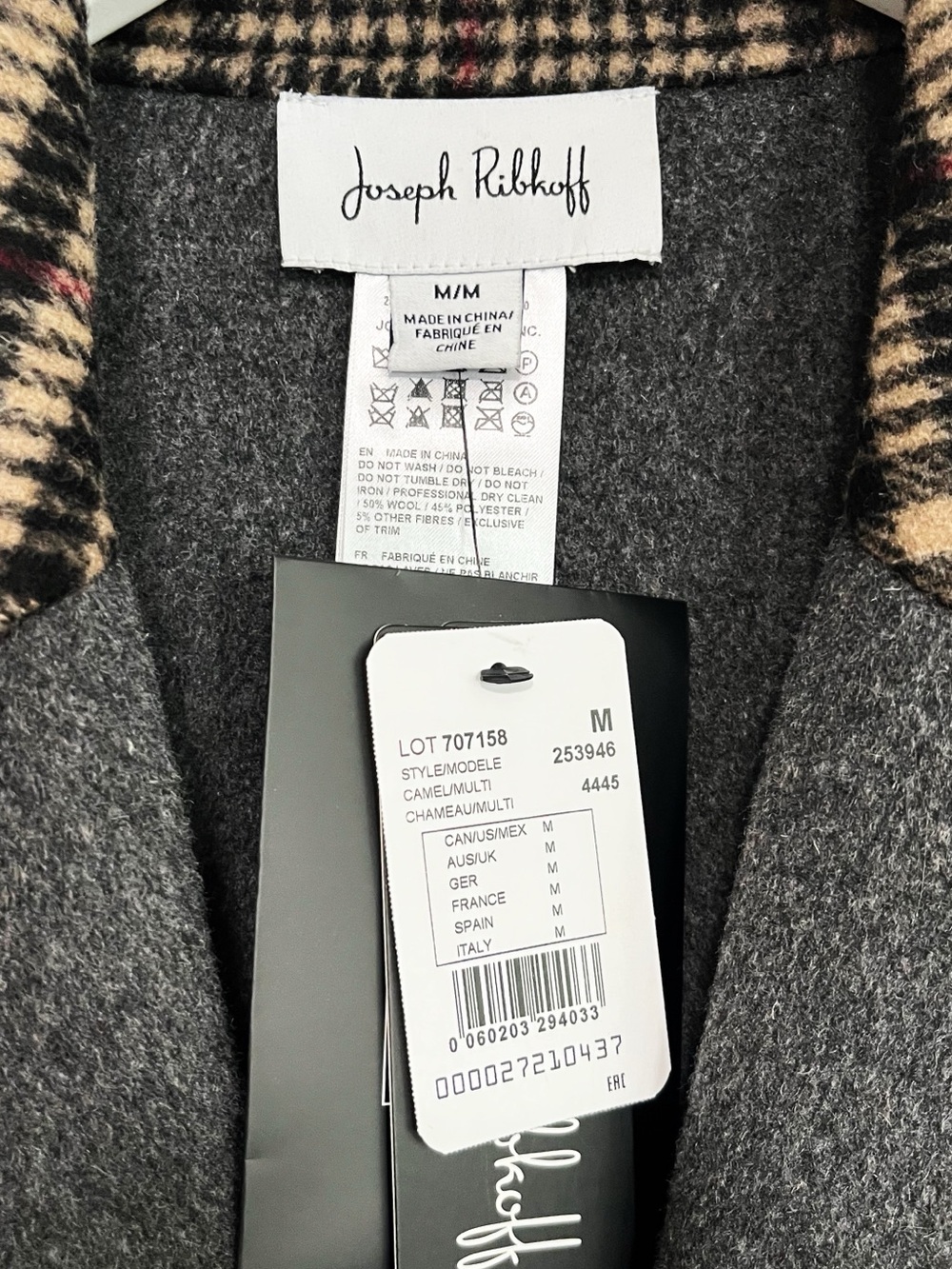 NWT Joseph Ribkoff Camel/Multi Plaid Double-Faced Coat Medium Style 253946 - Picture 9 of 10
